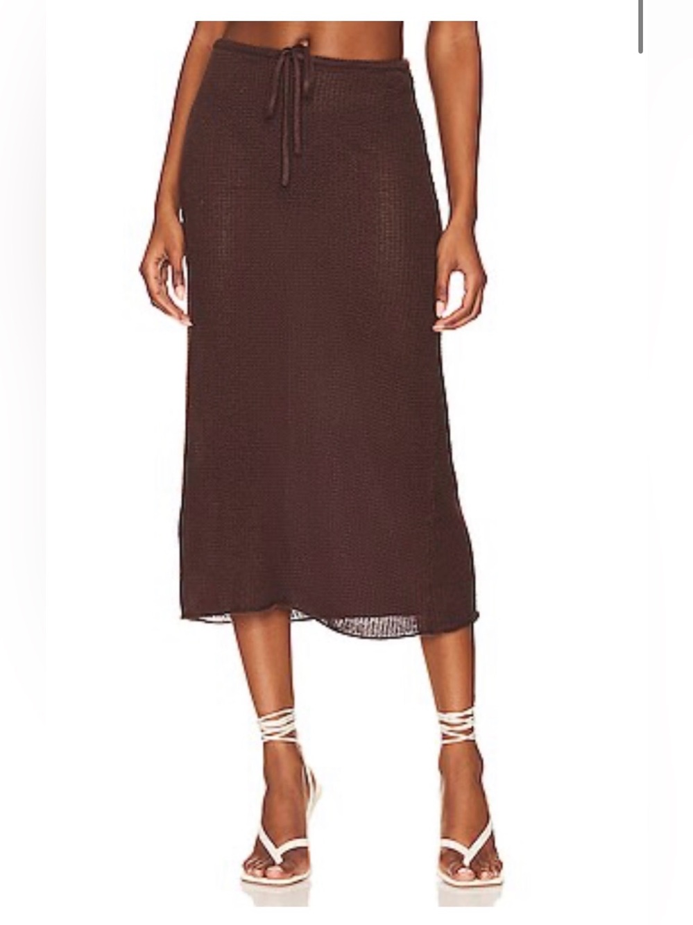 Onia Brown Knit Drawstring Midi Skirt